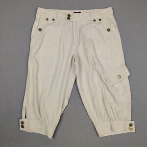 Y2K Wet Seal Linen Blend Trouser Shorts Women Large *Fits Medium Khaki Cargo